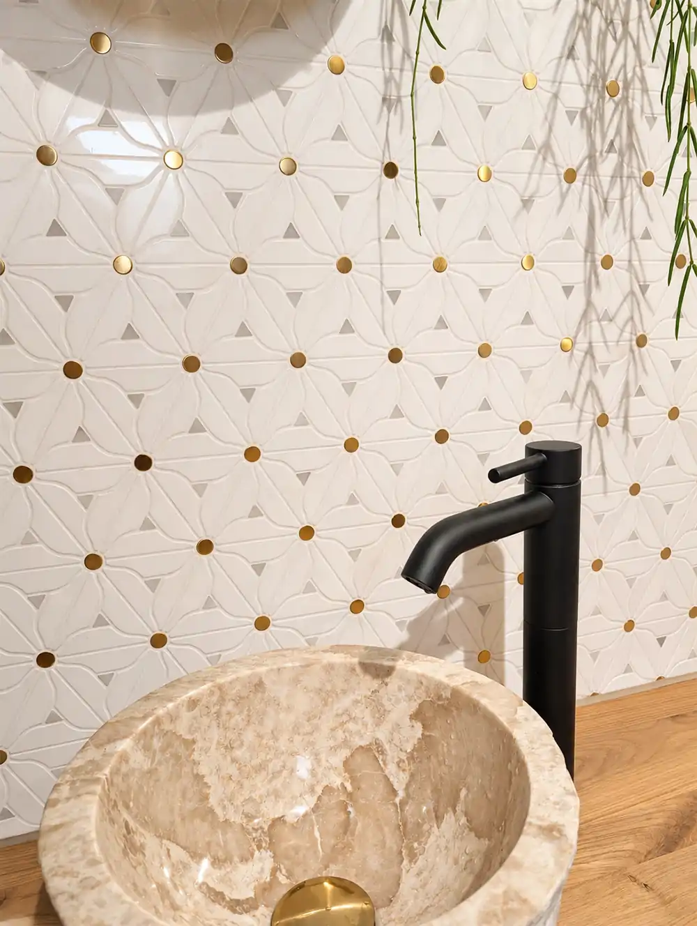 Flower Tiles Kitchen Bathroom Splashback Marble Wall Mosaic White Gold 3 Sandra S Kitchen Renovation Remodel  E-Mosaictile Design Journey  1